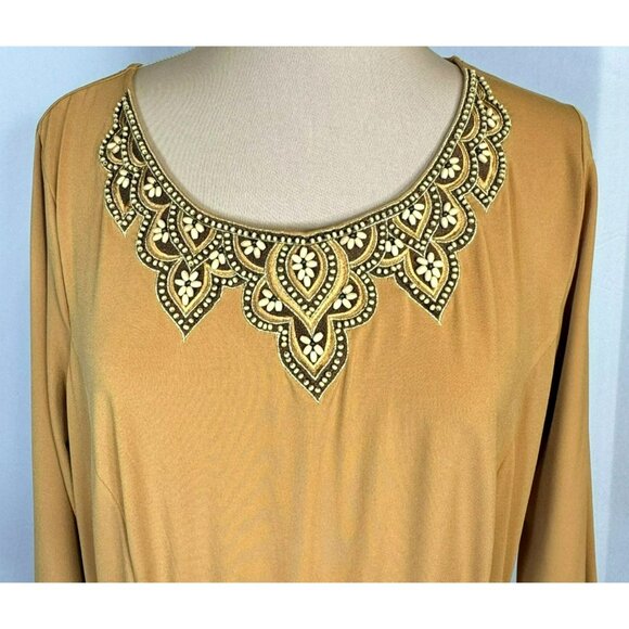 Bob Mackie Large Yellow Gold Wearable Art Dress With Beaded Neckline - Picture 3 of 12